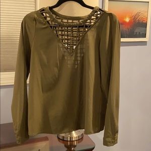 Army green long sleeve blouse